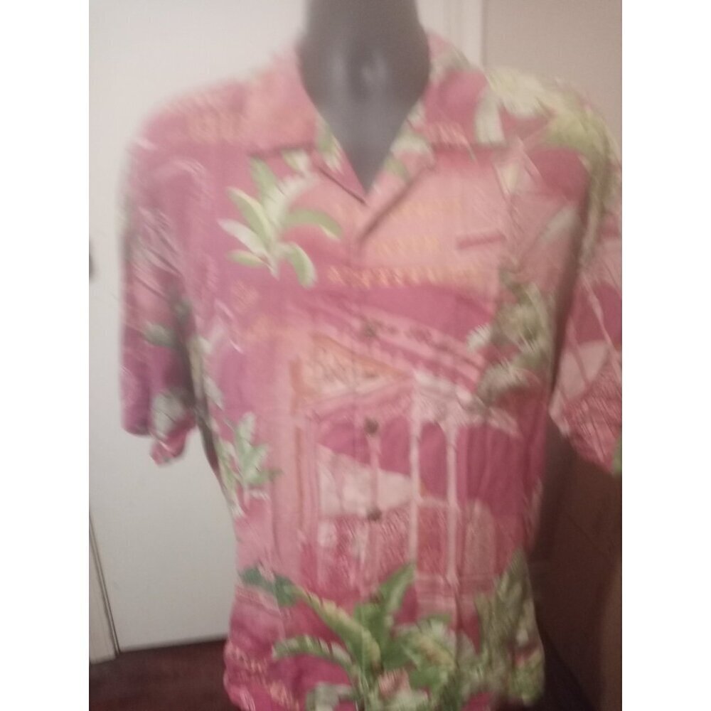 Mens Tommy Bahama Shirt Short Sleeve Button Front Multicolor Geometric XL Silk